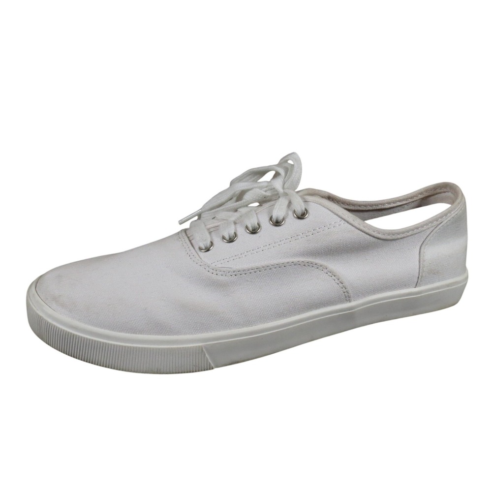Time and Tru Women's White‎ Canvas Lace Up Sneakers Size 11 Memory Foam Casual